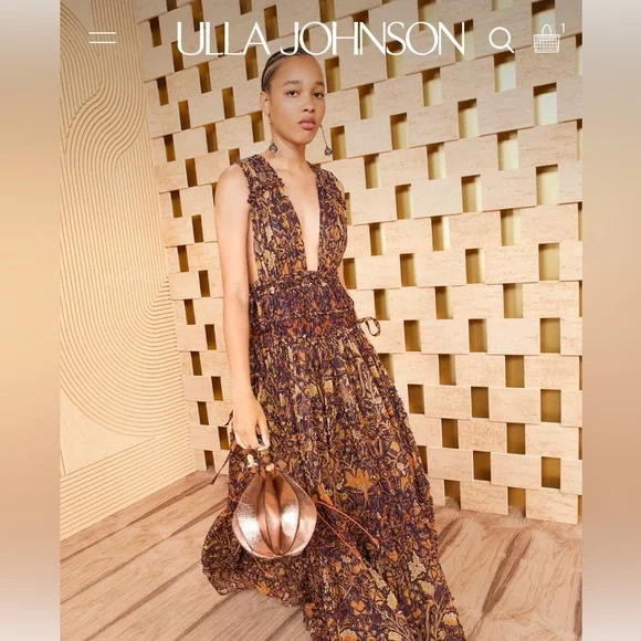 Ulla Johnson Brown and Navy Printed Maxi Dress - Picture 8 of 10